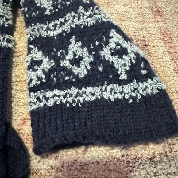 Free People Fairisle Wool Blend Sweater With High Neck Cowl Neck Blue Sz M - Picture 13 of 15